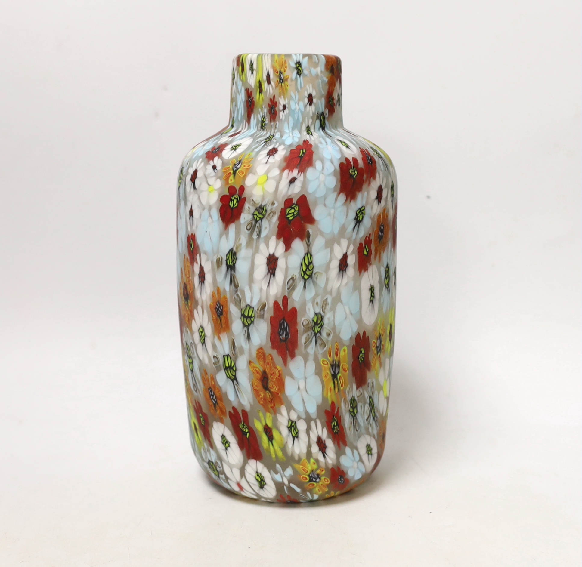 Vittorio Ferro (1932-2012) A Murano glass Murrine vase, with polychrome flower head decoration, unsigned, 25cm., Please note this lot attracts an additional import tax of 20% on the hammer price